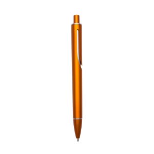 Caneta Plástica C/ 1 Anel — Laranja / Prata
