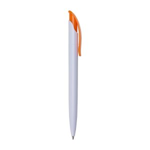Caneta Plástica — Laranja / Branco