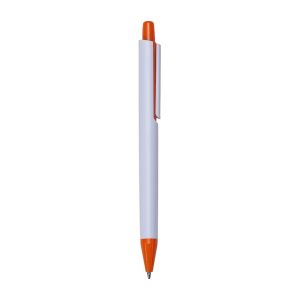 Caneta Plástica — Laranja / Branco