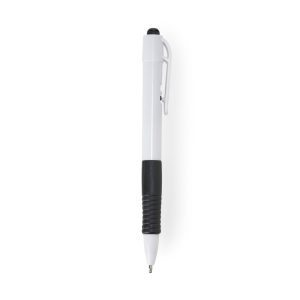 Caneta Plastica Leitosa — Branco / Preto