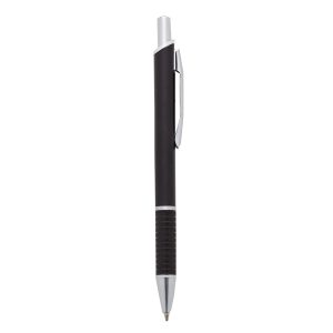 Caneta Plástica Fosca — Preto / Prata