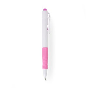 Caneta Plastica Leitosa — Branco / Rosa