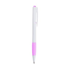 Caneta Plástica — Branco / Rosa