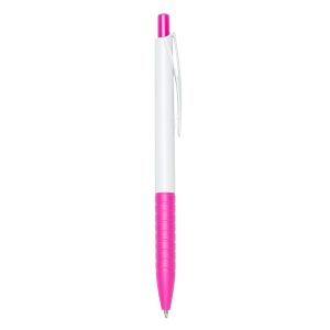 Caneta Plástica — Rosa / Branco