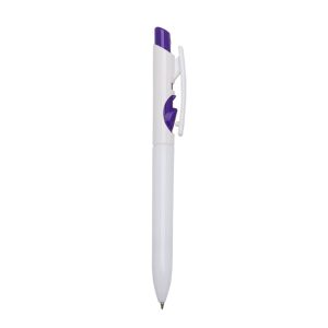 Caneta Plástica Leitoso — Roxo / Branco