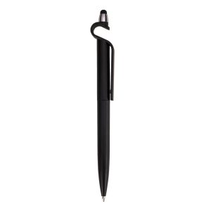 Caneta Plastica C/ Suporte E Touch — Preto / Prata