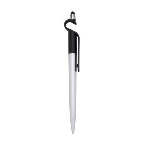 Caneta Plástica P. Celular E Ponta Touch — Preto / Prata