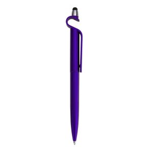 Caneta Plastica C/ Suporte E Touch — Roxo / Prata