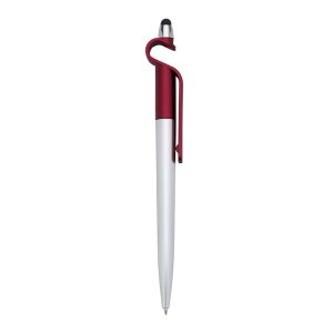 Caneta Plástica P. Celular E Ponta Touch — Vermelho / Prata