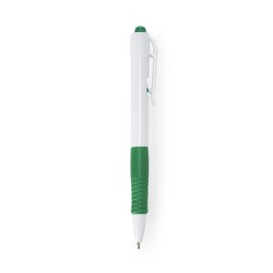 Caneta Plastica Leitosa — Branco / Verde