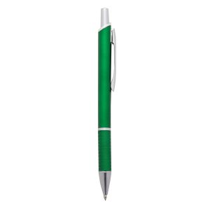 Caneta Plástica Fosca — Verde / Prata
