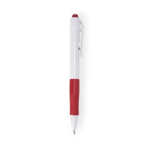 Caneta Plastica Leitosa — Branco / Vermelho