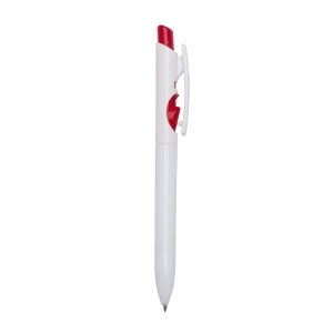 Caneta Plástica Leitoso — Vermelho / Branco