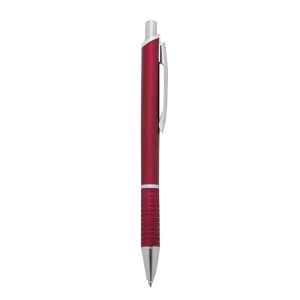 Caneta Plástica Fosca — Vermelho / Prata