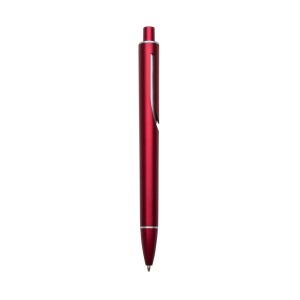 Caneta Plástica C/ 1 Anel — Vermelho / Prata
