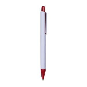 Caneta Plástica — Branco / Vermelho