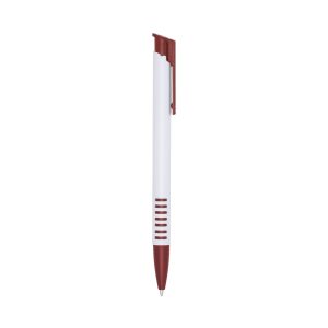 Caneta Plástica — Branco / Vermelho
