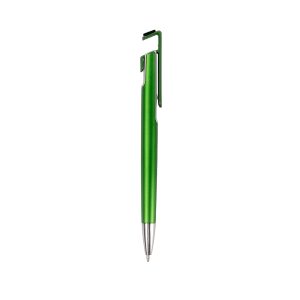 Caneta Plástica Com Suporte Para Celular — Verde / Prata (12412-VD/PRA)