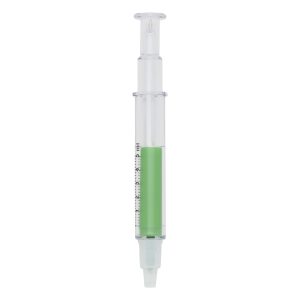 Caneta Em Formato De Seringa C/ Marca Texto — Verde