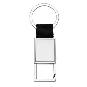 Chaveiro Metal Retangular C/ Nylon Preto