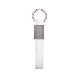 Chaveiro Metal Com Couro Sintético — Branco