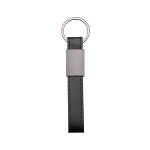 Chaveiro Metal Com Couro Sintético — Preto