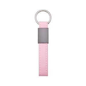 Chaveiro Metal Com Couro Sintético — Rosa