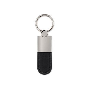 Chaveiro Metal Com Pu — Preto / Prata
