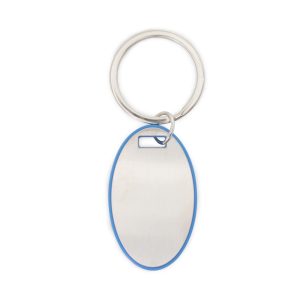 Chaveiro Oval Plastico/metal — Azul / Prata
