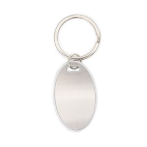 Chaveiro Oval Plastico/metal — Branco / Prata