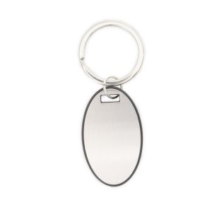 Chaveiro Oval Plastico/metal — Preto / Prata