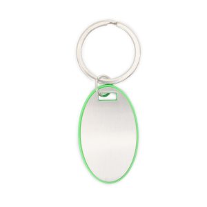 Chaveiro Oval Plastico/metal — Verde / Prata