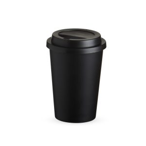 Copo Fibra De Arroz C/ Tampa 450ml — Preto