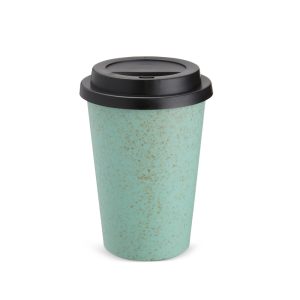 Copo Fibra De Arroz C/ Tampa 450ml — Verde / Preto