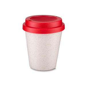 Copo Fibra De Arroz 350ml — Bege / Vermelho