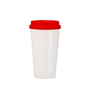 Copo Plástico 550ml — Branco / Vermelho
