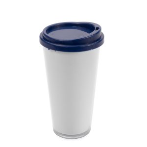Copo Plástico Duplo 400ml — Branco / Azul