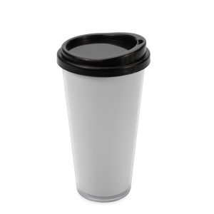 Copo Plástico Duplo 400ml — Branco / Preto