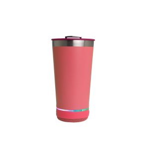 Copo Térmico 400ml Com Caixa De Som — Rosa / Inox