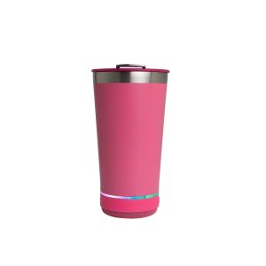 Copo Térmico 400ml Com Caixa De Som — Rosa / Inox (18749B-ROS)