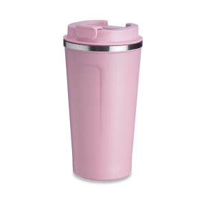 Copo Térmico 500ml P/ Café — Rosa / Inox