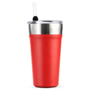 Copo Térmico Com Canudo 550ml — Vermelho