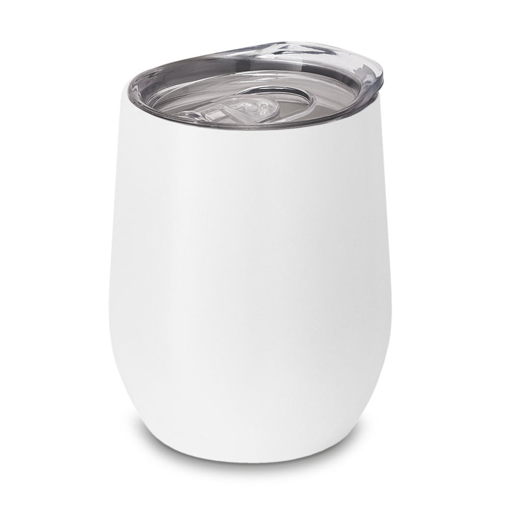 Copo Térmico Personalizado Tampa Acrílica Branco 350 ml - vista frontal