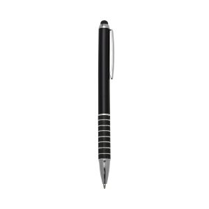 Caneta Plástica C/ 7 Aneis Touch — Preto / Prata