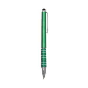 Caneta Plástica C/ 7 Aneis Touch — Verde / Prata
