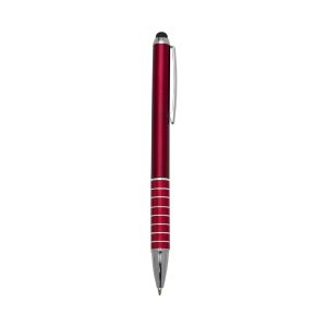 Caneta Plástica C/ 7 Aneis Touch — Vermelho / Prata