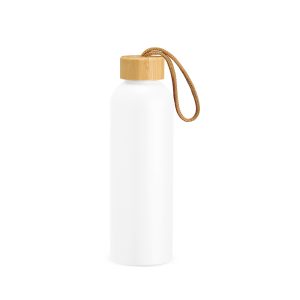 Garrafa De Alumínio 800ml — Branco / Bambu