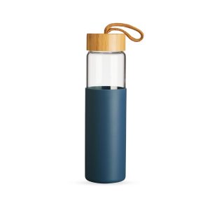 Garrafa Em Vidro Borossilicato 750ml — Transparente / Azul