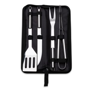 Kit Churrasco 4 Peças Inox C/ Estojo