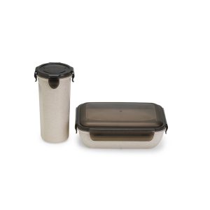 Kit Copo E Marmita Fibra De Bambu — Bege